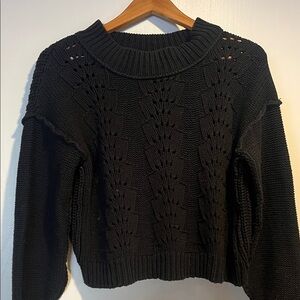 Free People Black Knit Cowl Sweater